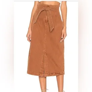 Free People Savannah Belted Distressed Midi Skirt Size 27