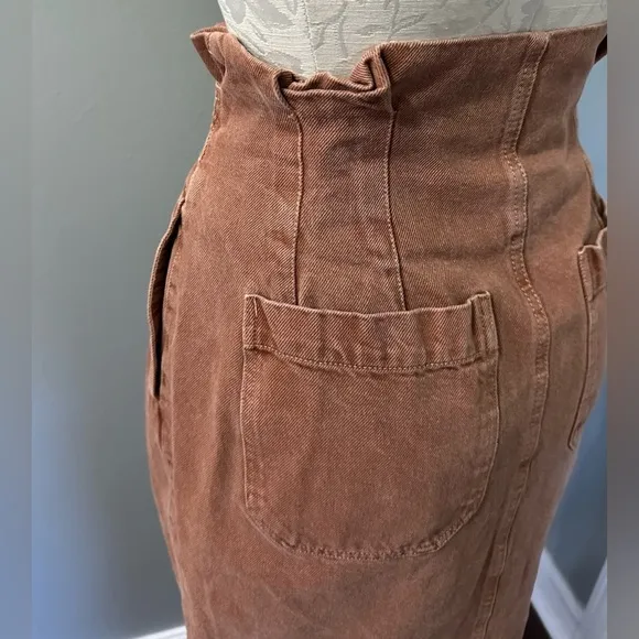 Free People Savannah Belted Distressed Midi Skirt Size 27