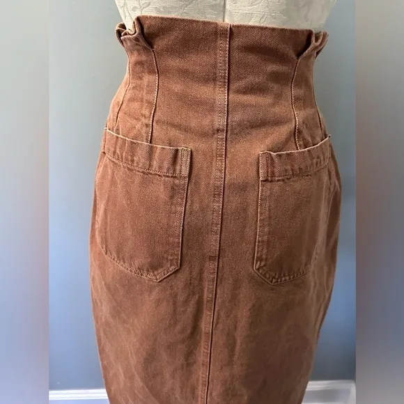 Free People Savannah Belted Distressed Midi Skirt Size 27