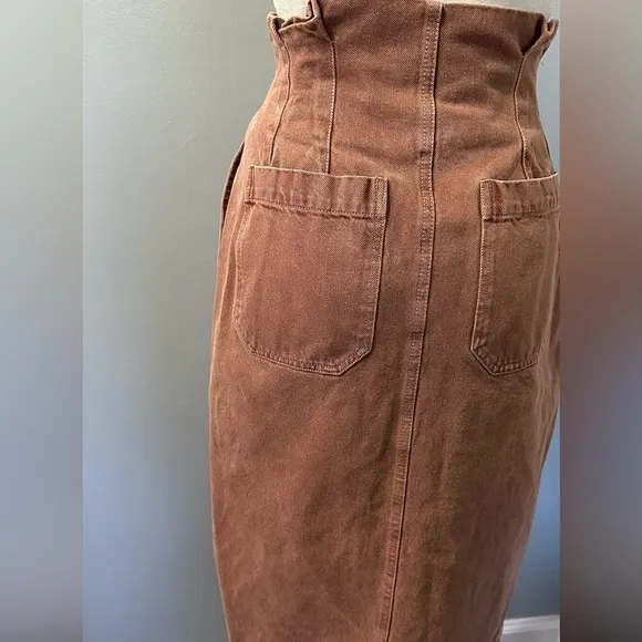 Free People Savannah Belted Distressed Midi Skirt Size 27