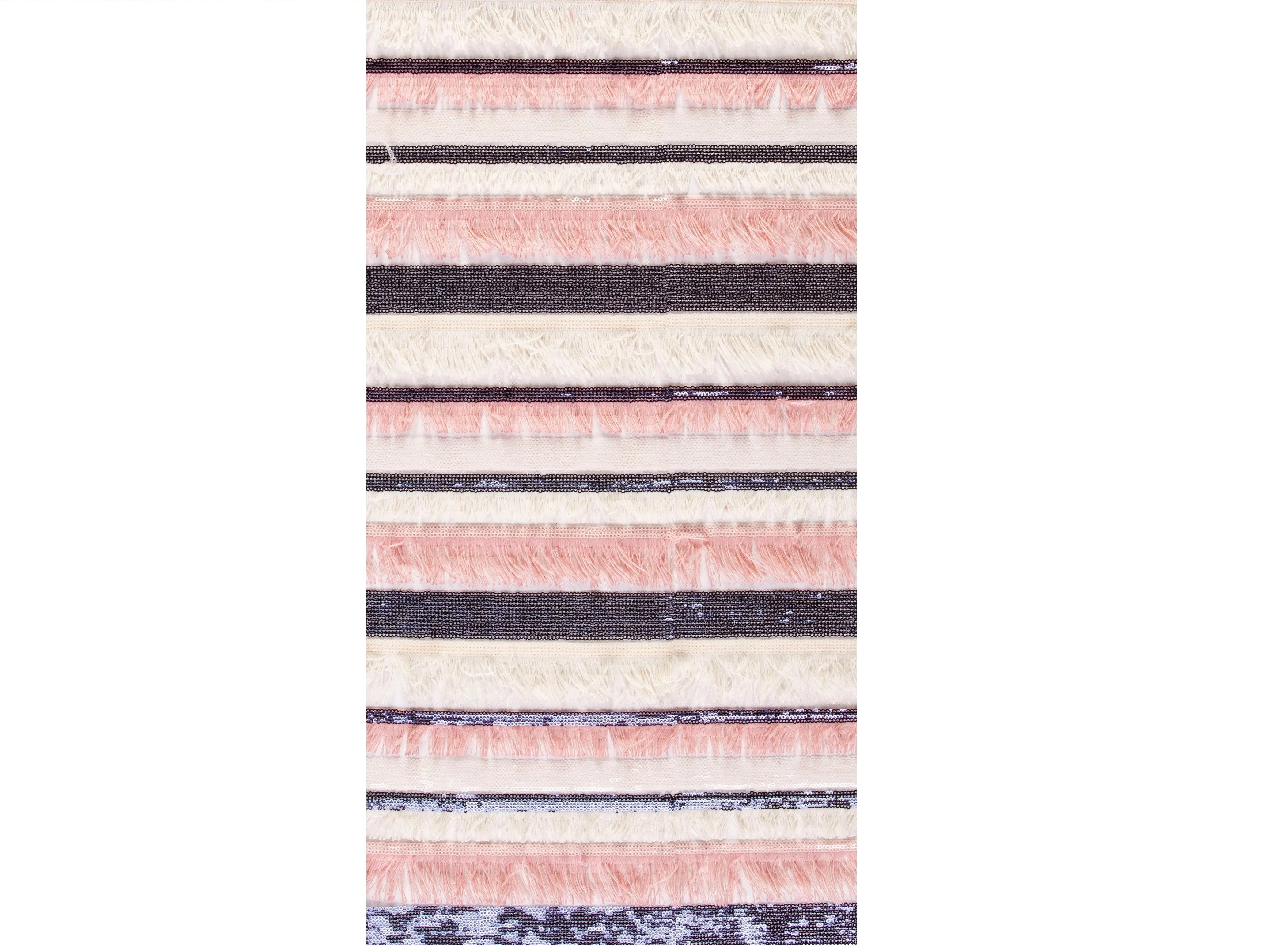 Fringed Line Design Sequin Thread Embroidered Fabric