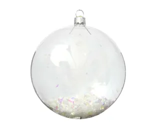 Frosted Fleur De Lis Blown Glass Ornament, Iridescent