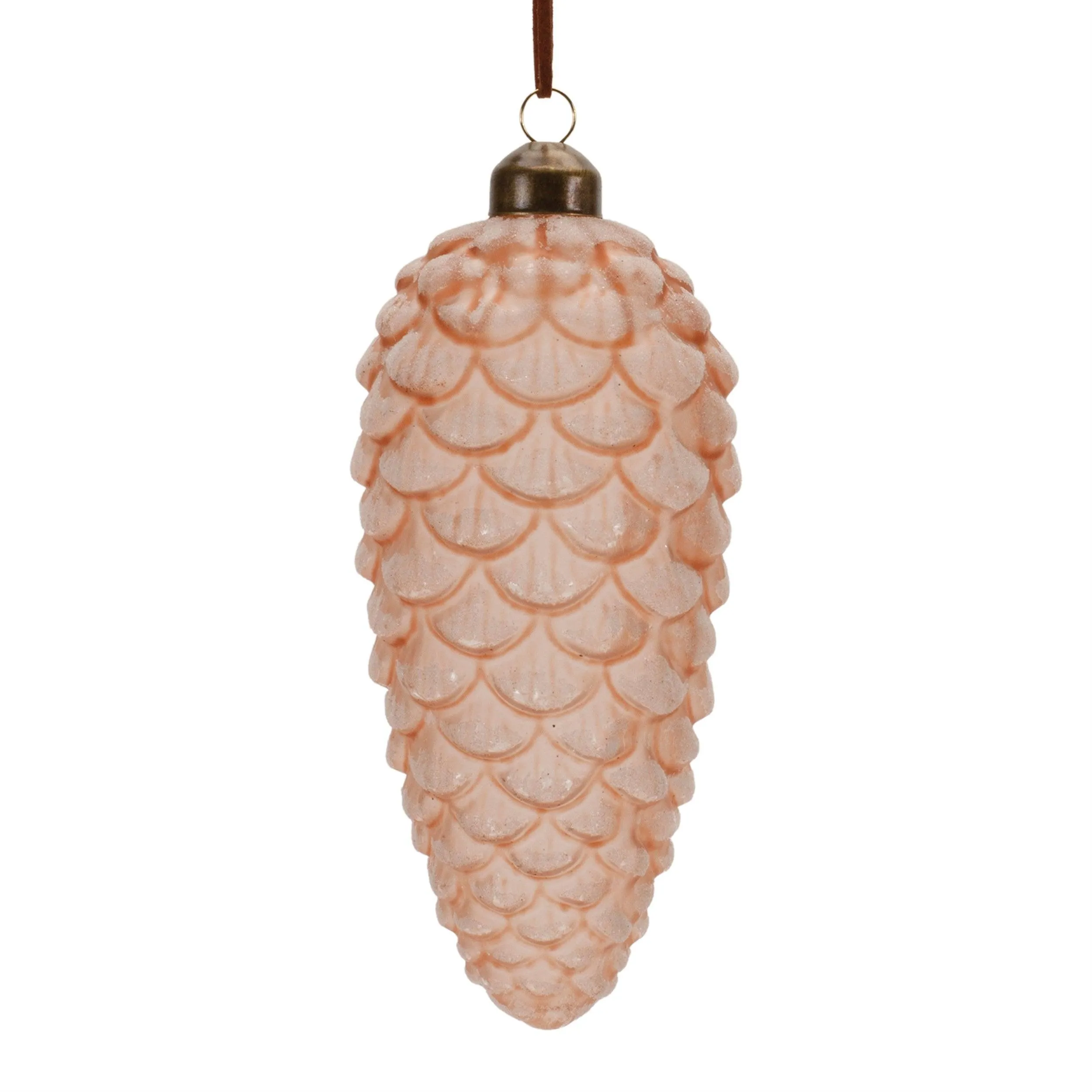Frosted Glass Pinecone Drop Ornament (Set of 6)