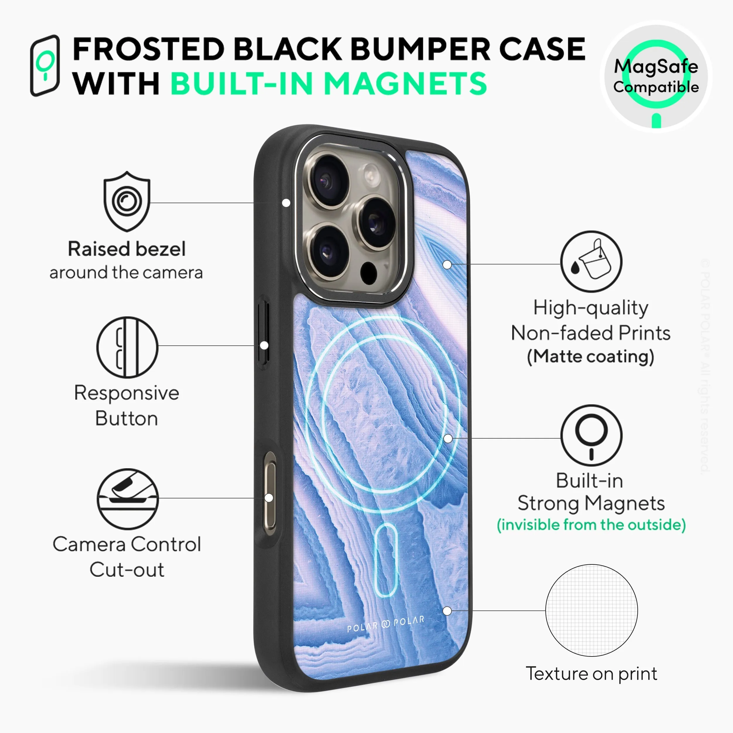 Frozen River - iPhone 16 Pro Max Frosted Black Bumper MagSafe Case