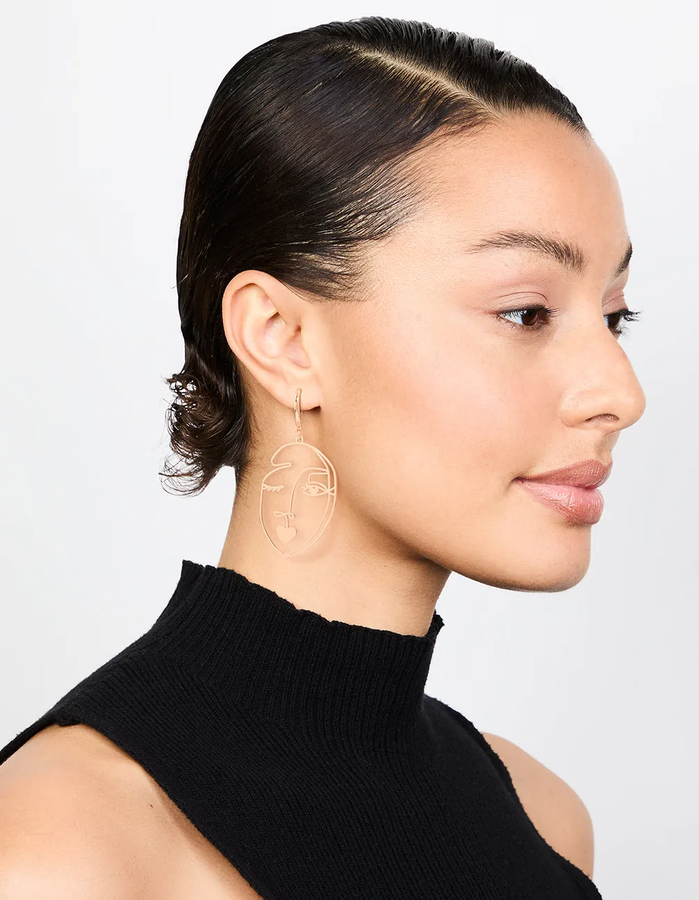 Gold Kissy Face Drop Earrings