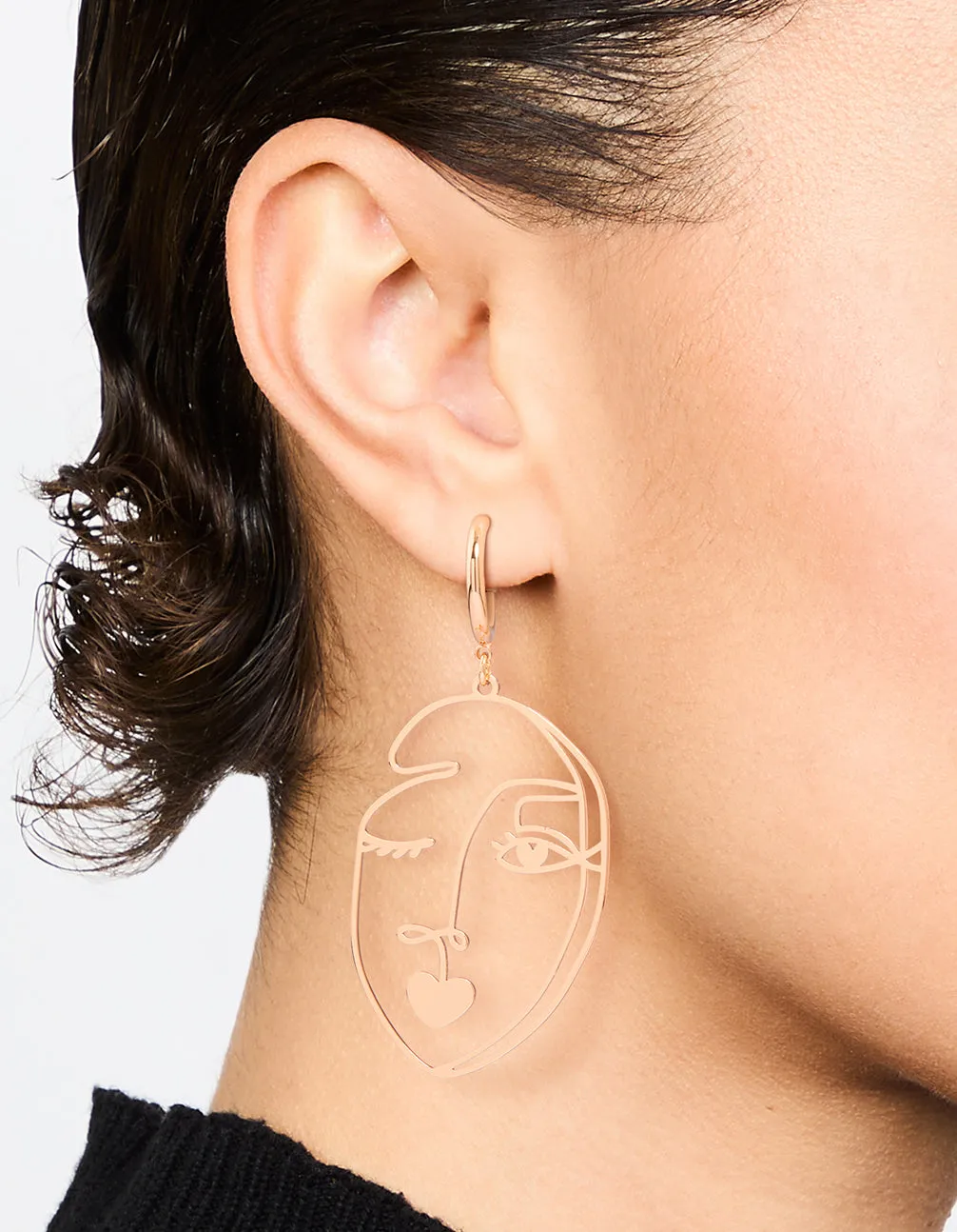 Gold Kissy Face Drop Earrings