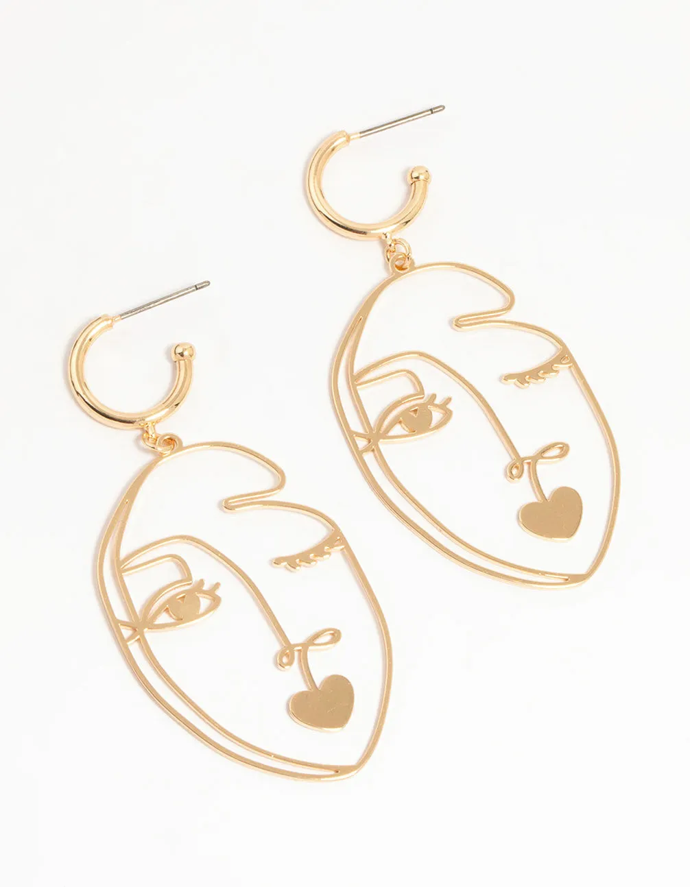 Gold Kissy Face Drop Earrings
