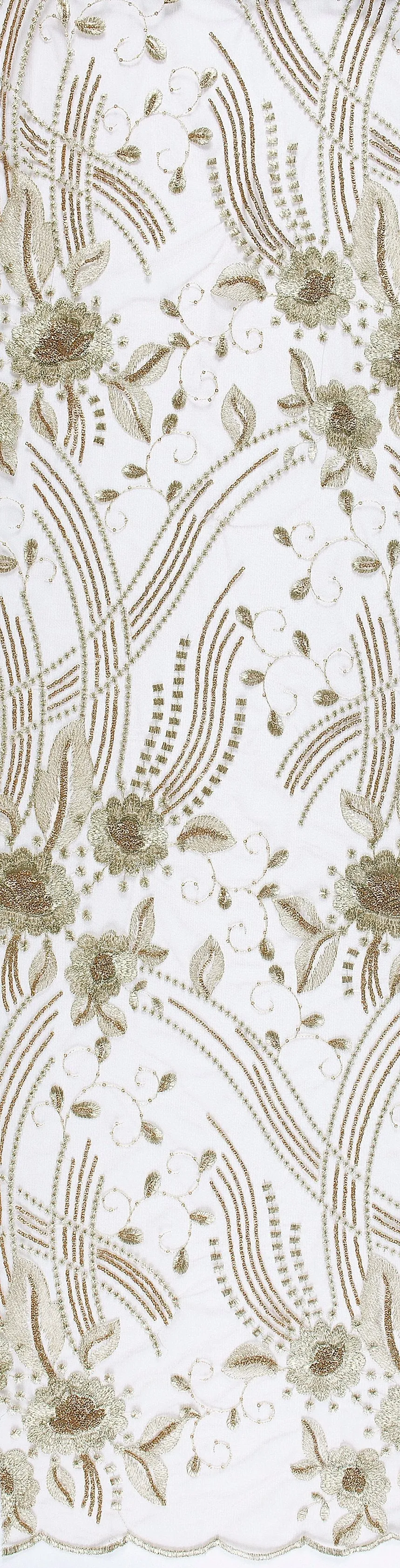 Gold Lurex Shiny Sequin Embroidered Fabric