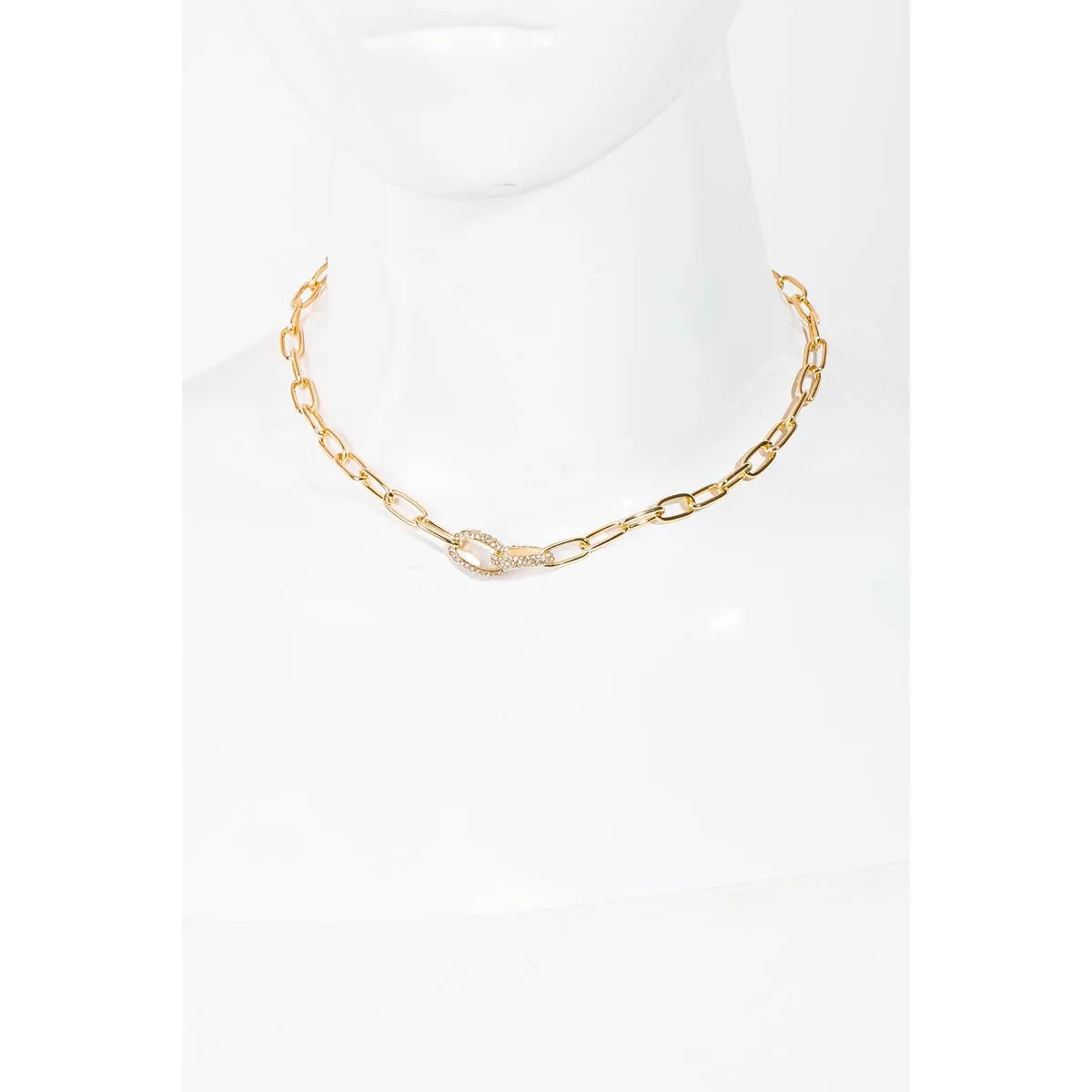 Gold Pave Chain Link Necklace | Stuffology Boutique