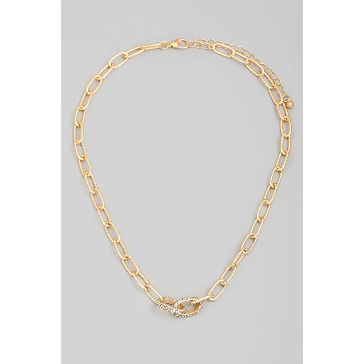 Gold Pave Chain Link Necklace | Stuffology Boutique