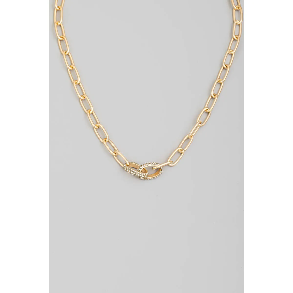 Gold Pave Chain Link Necklace | Stuffology Boutique