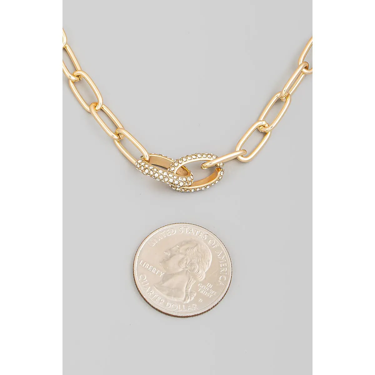 Gold Pave Chain Link Necklace | Stuffology Boutique