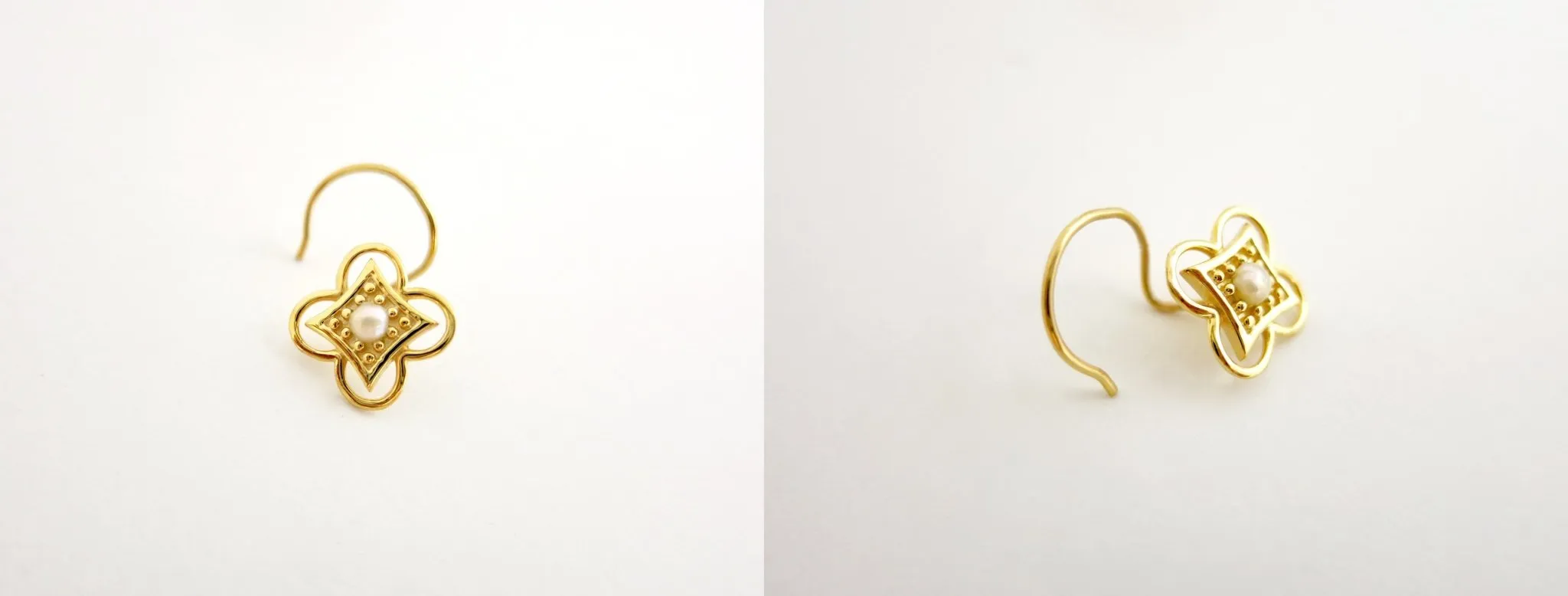 Gold-plated, elegant, pearl-set nose pin