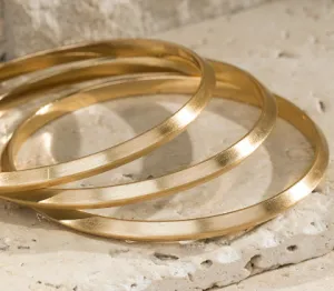 Gold Satin Metal Bangle Set