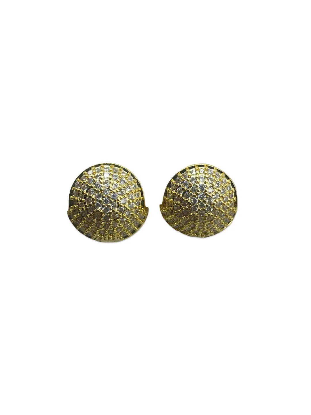 Gold / Silver Plated American Diamond Round Shaped Stud AD CZ Earrings