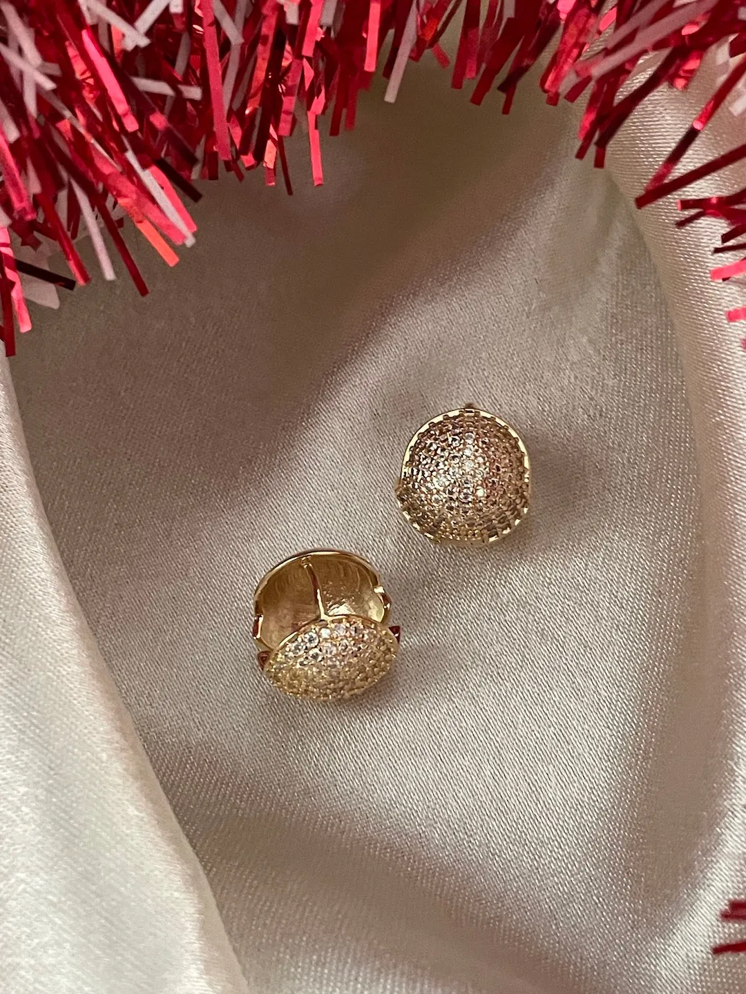 Gold / Silver Plated American Diamond Round Shaped Stud AD CZ Earrings