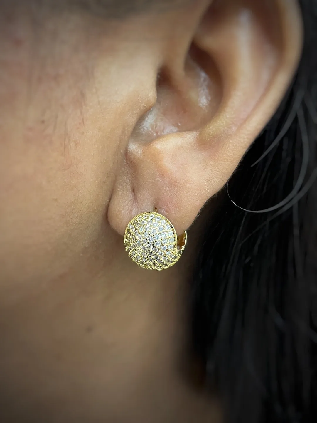 Gold / Silver Plated American Diamond Round Shaped Stud AD CZ Earrings