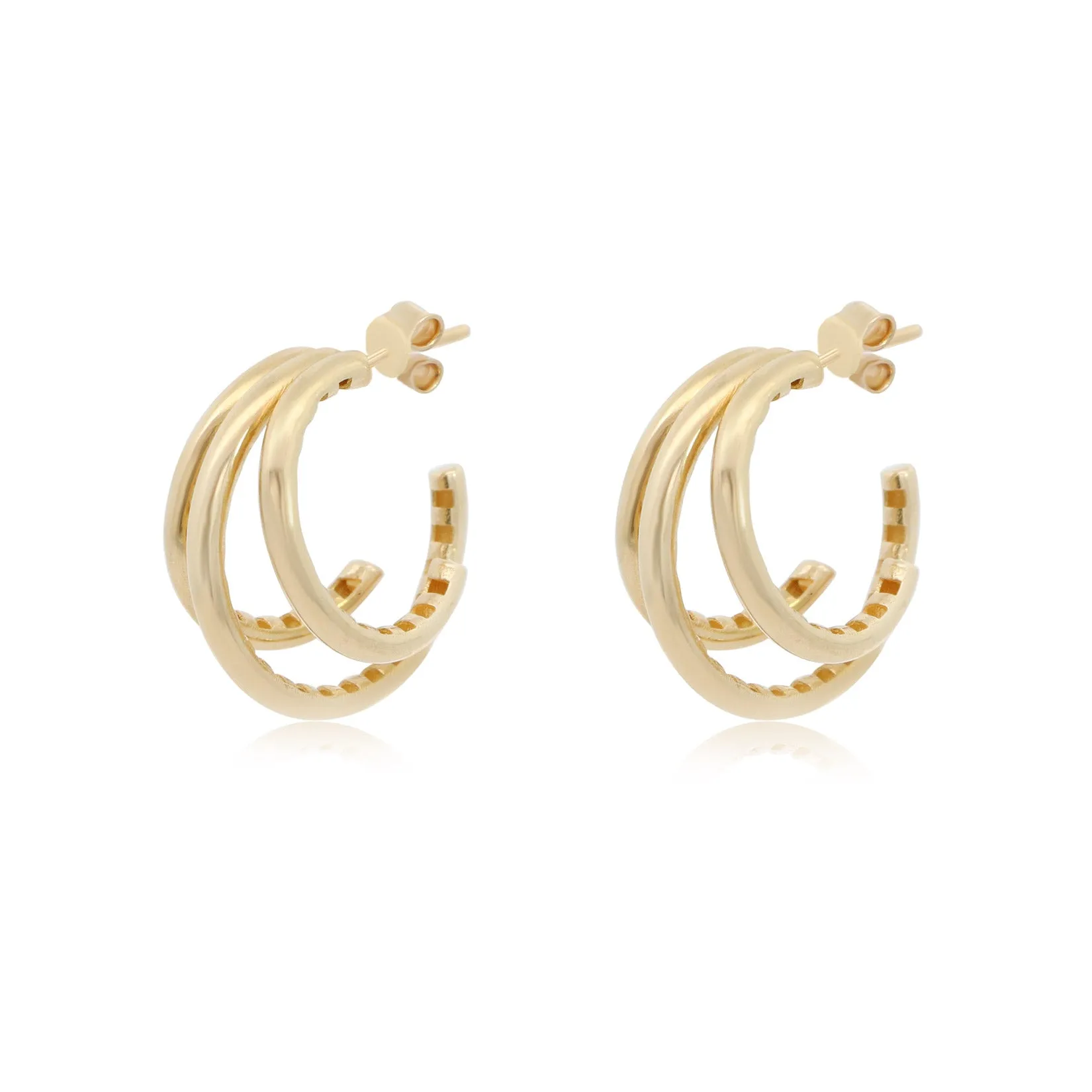 Gold Triple Hoop Earrings