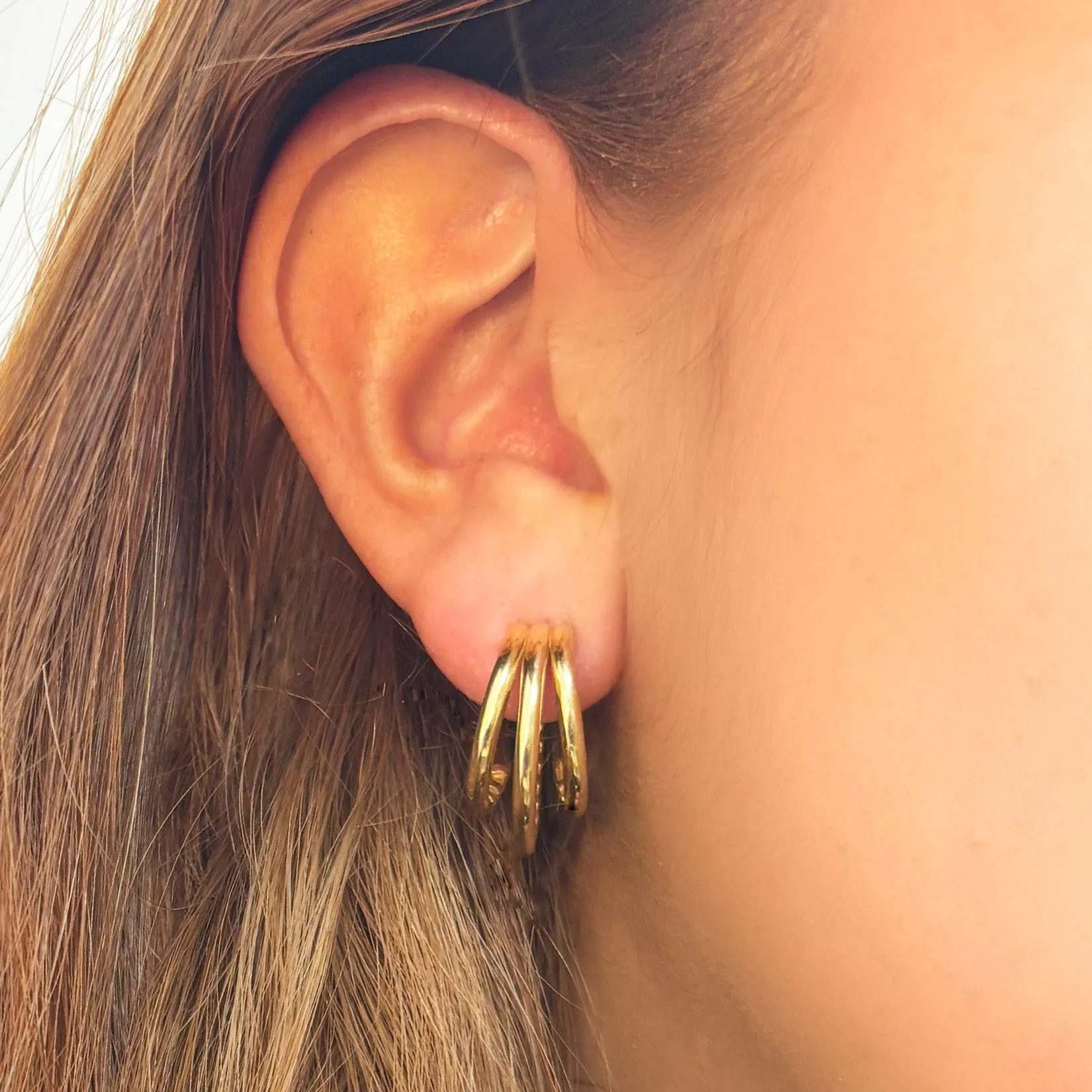 Gold Triple Hoop Earrings
