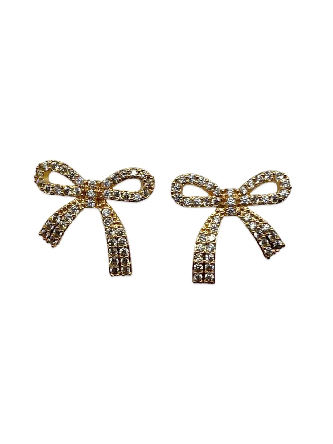 Gold/Silver Plated Bow Design AD Stud CZ Earrings | Party Wear Jewelry for Women