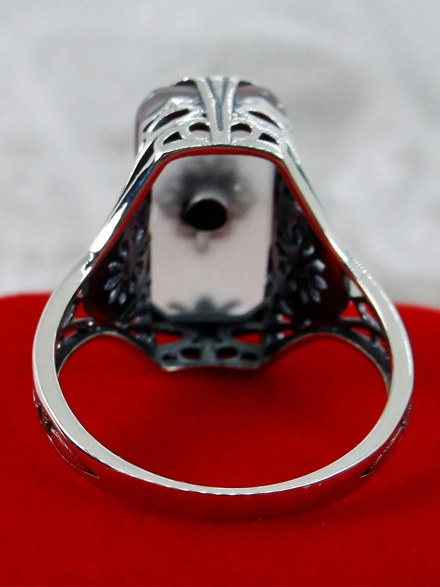 Grace Ring, Frosted Camphor Glass, Size 7.5, Edwardian Style Jewelry #D233 - Ready to Ship