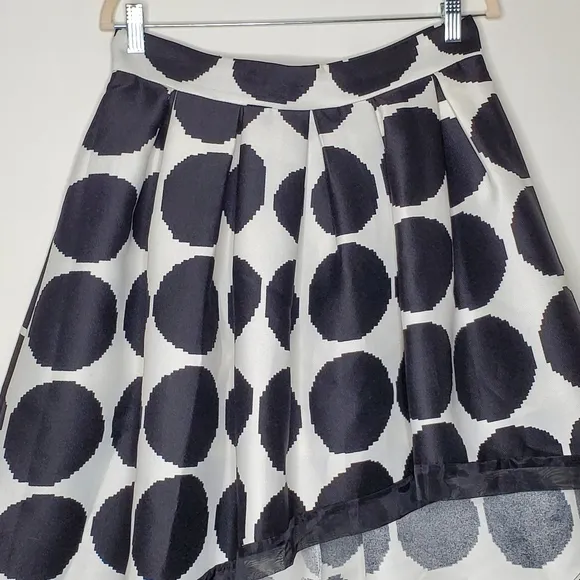 Gracia Asymmetric Polka Dot Skirt Size Large Sheer Black Trim Lined Femme Party