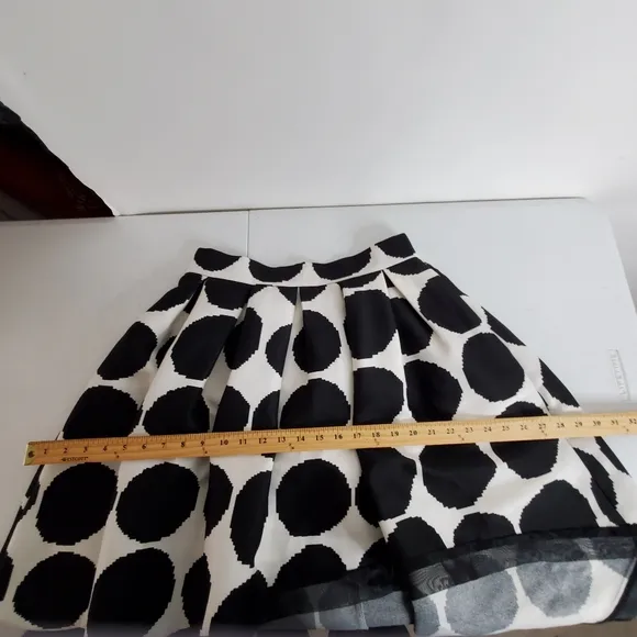 Gracia Asymmetric Polka Dot Skirt Size Large Sheer Black Trim Lined Femme Party