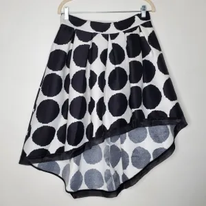 Gracia Asymmetric Polka Dot Skirt Size Large Sheer Black Trim Lined Femme Party