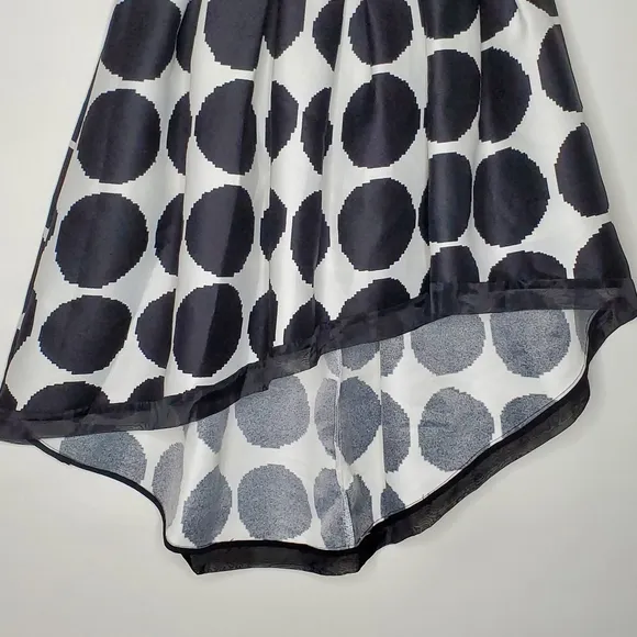 Gracia Asymmetric Polka Dot Skirt Size Large Sheer Black Trim Lined Femme Party