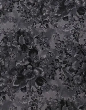 Gray and Black Floral Fabric, Item No. 22295