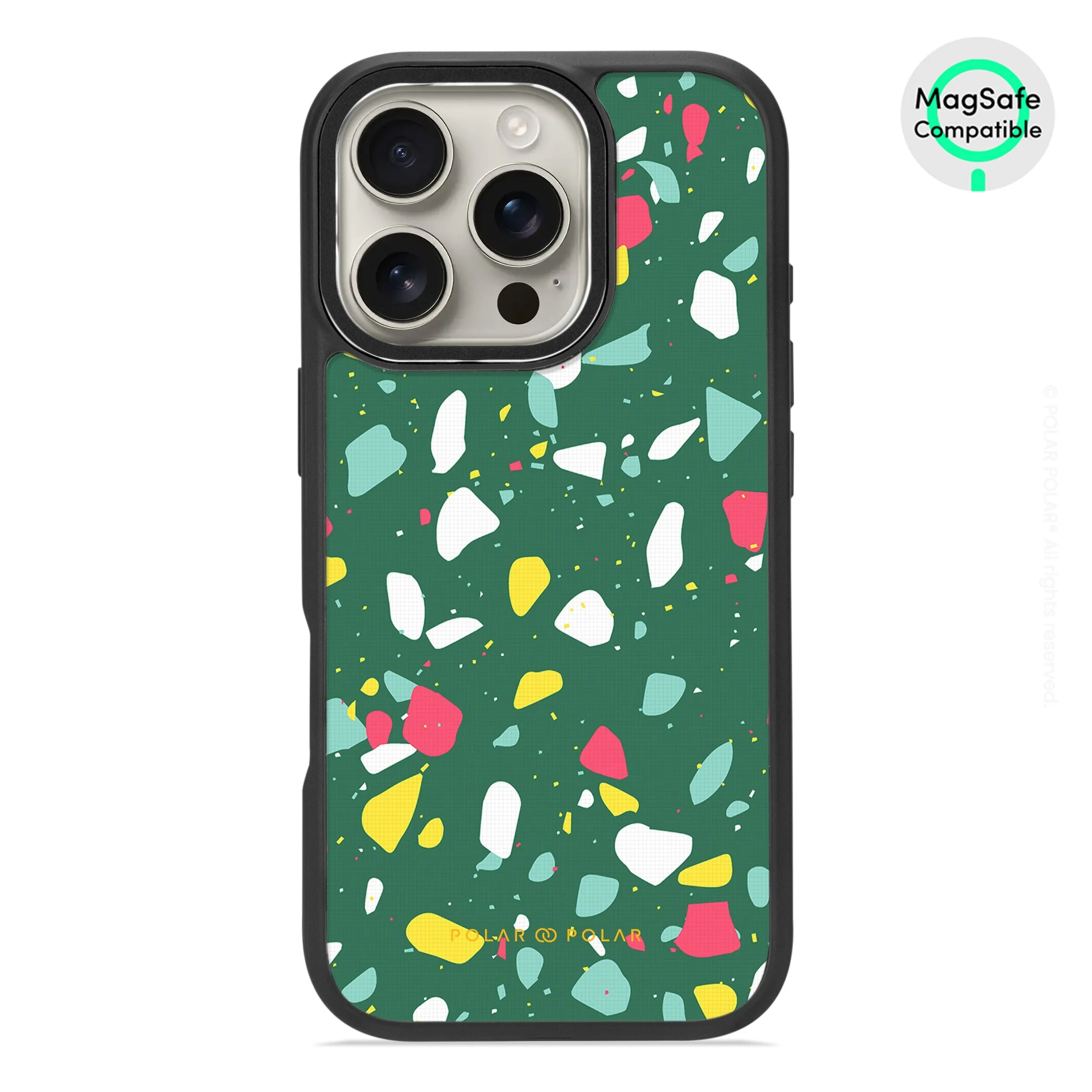 Greenfield Terrazzo - iPhone 16 Pro Frosted Black Bumper MagSafe Case
