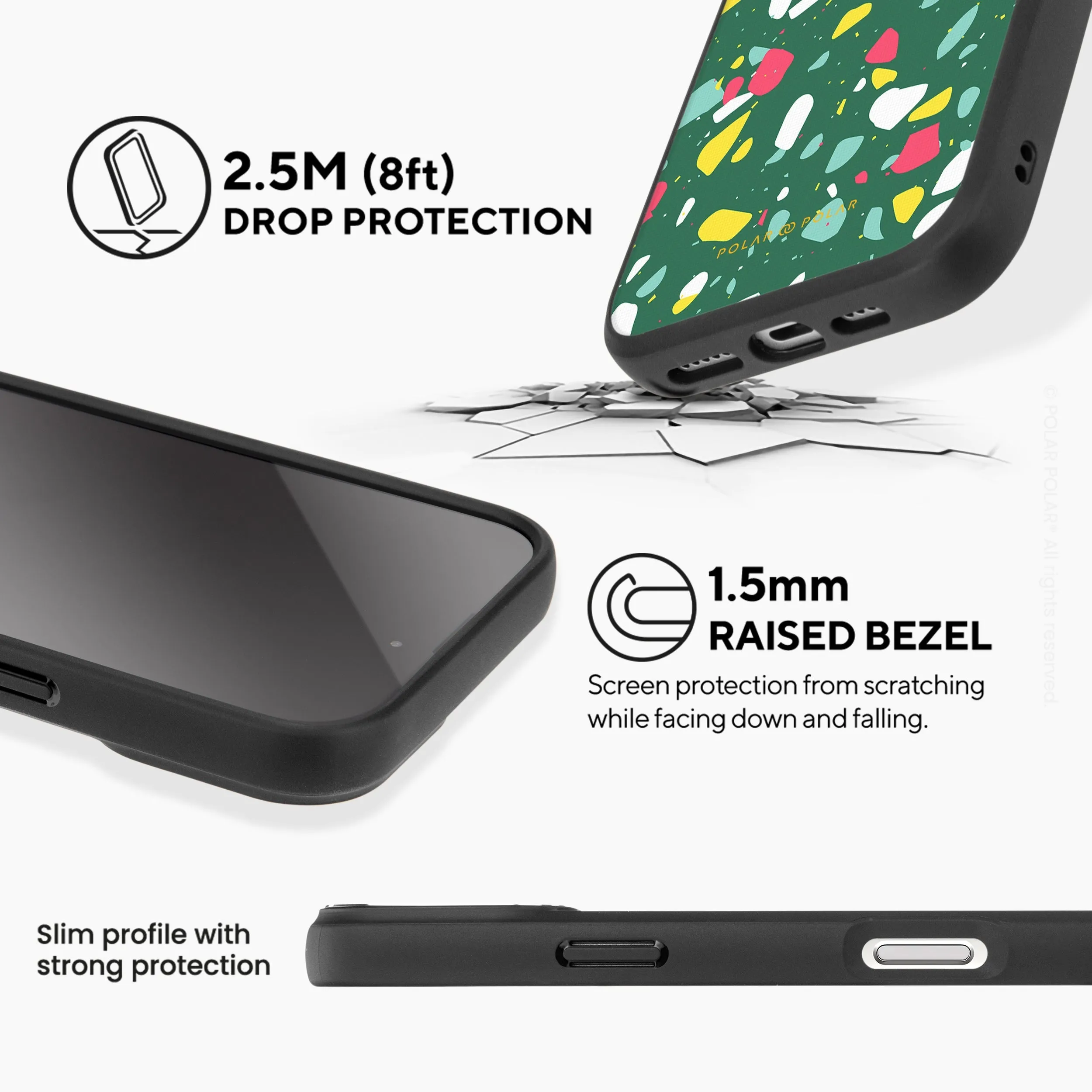 Greenfield Terrazzo - iPhone 16 Pro Frosted Black Bumper MagSafe Case
