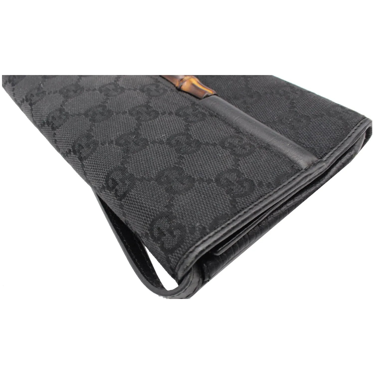 GUCCI Bamboo GG Monogram Canvas Clutch Bag Black