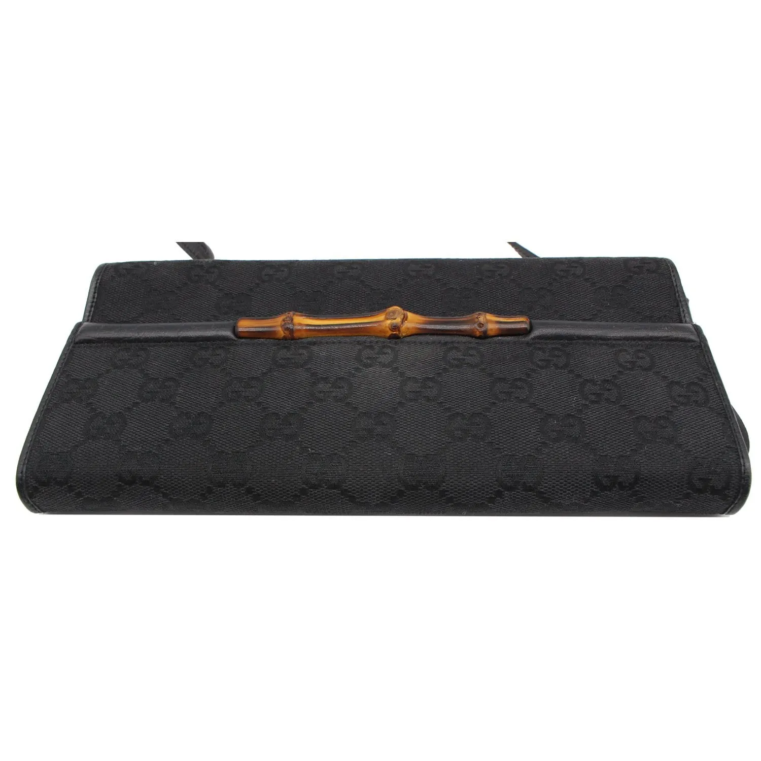 GUCCI Bamboo GG Monogram Canvas Clutch Bag Black