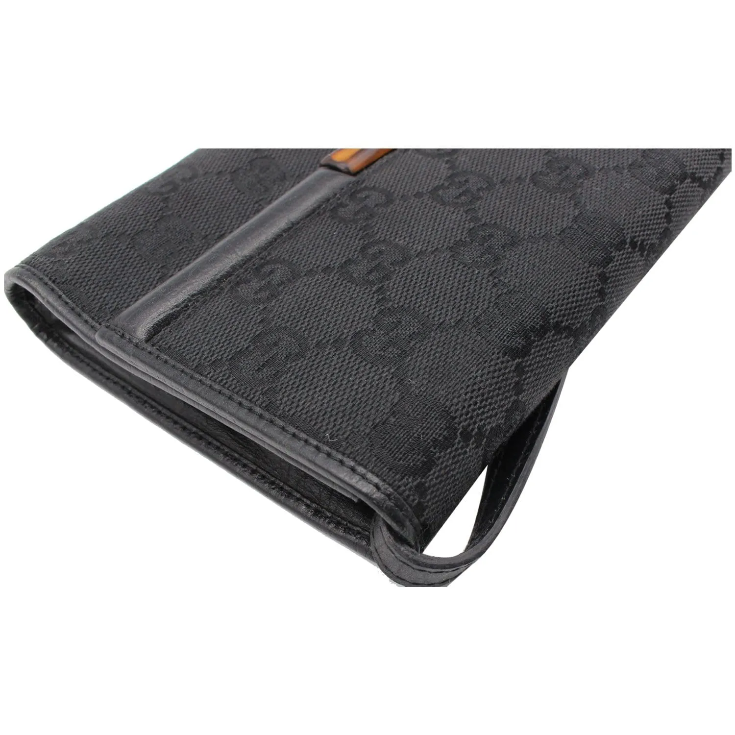 GUCCI Bamboo GG Monogram Canvas Clutch Bag Black