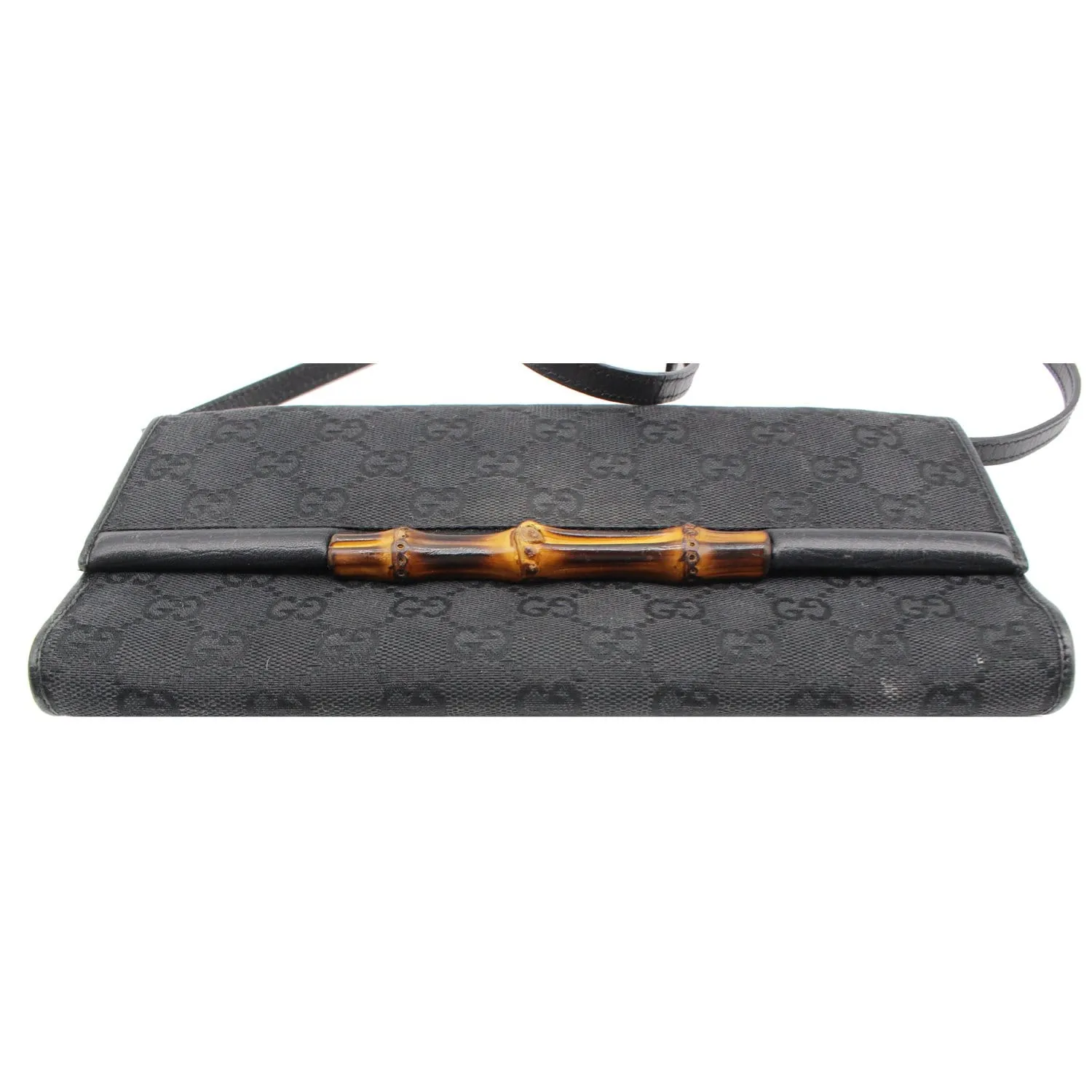 GUCCI Bamboo GG Monogram Canvas Clutch Bag Black