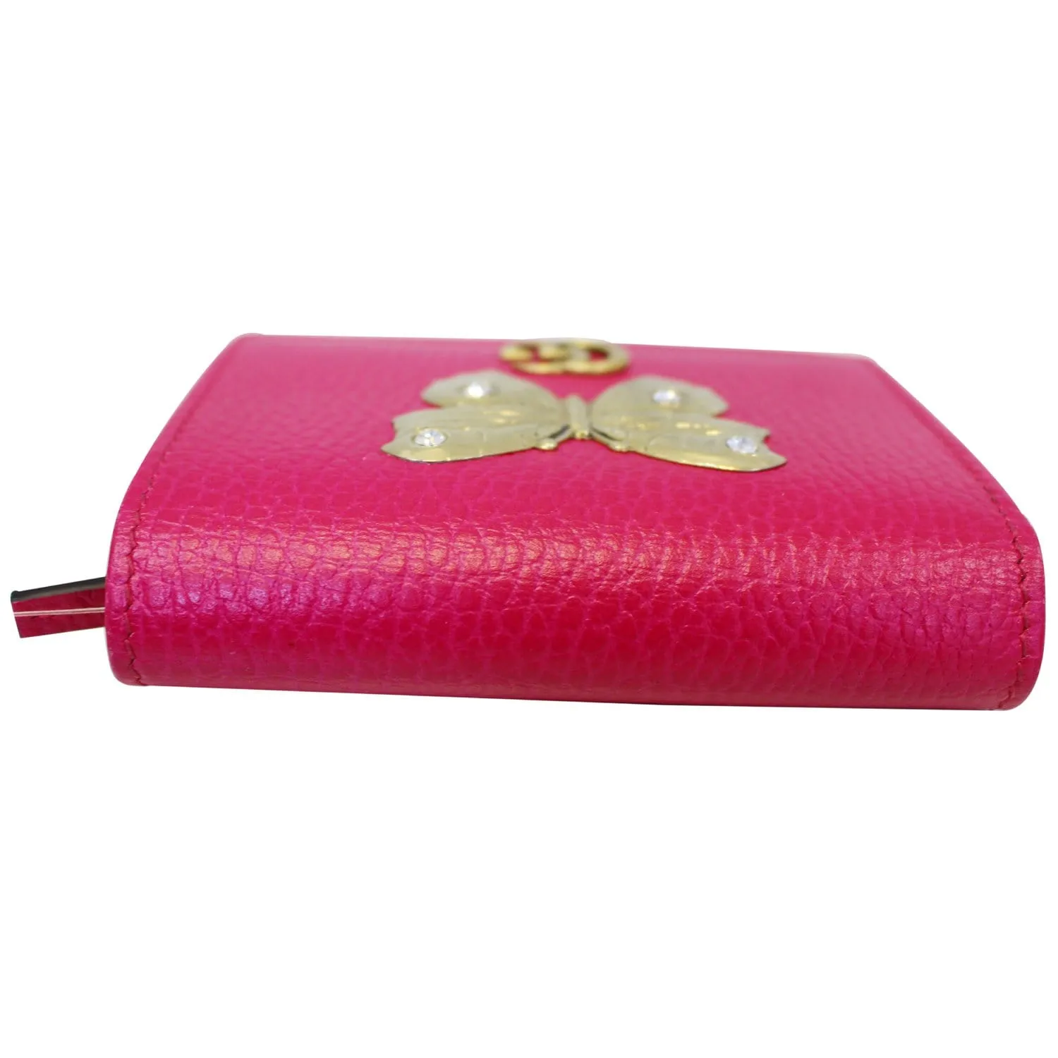 GUCCI Butterfly Leather Card Case Wallet Pink 499361