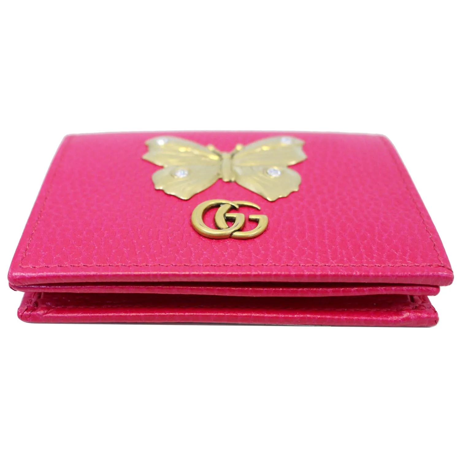 GUCCI Butterfly Leather Card Case Wallet Pink 499361