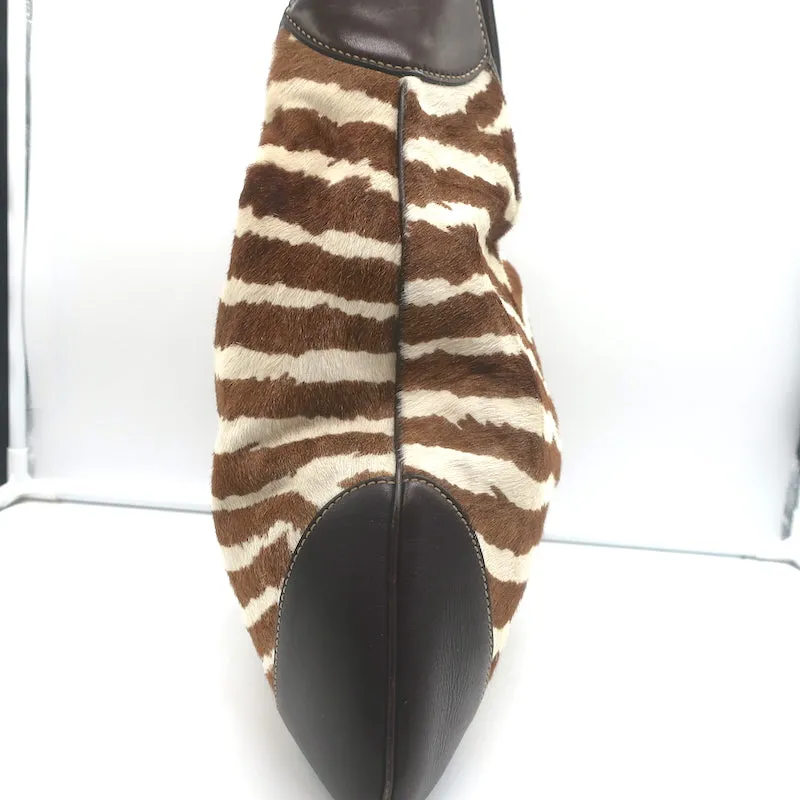 Gucci Jackie O Bouvier Hobo Brown Zebra Print Pony Hair Large Shoulder Bag