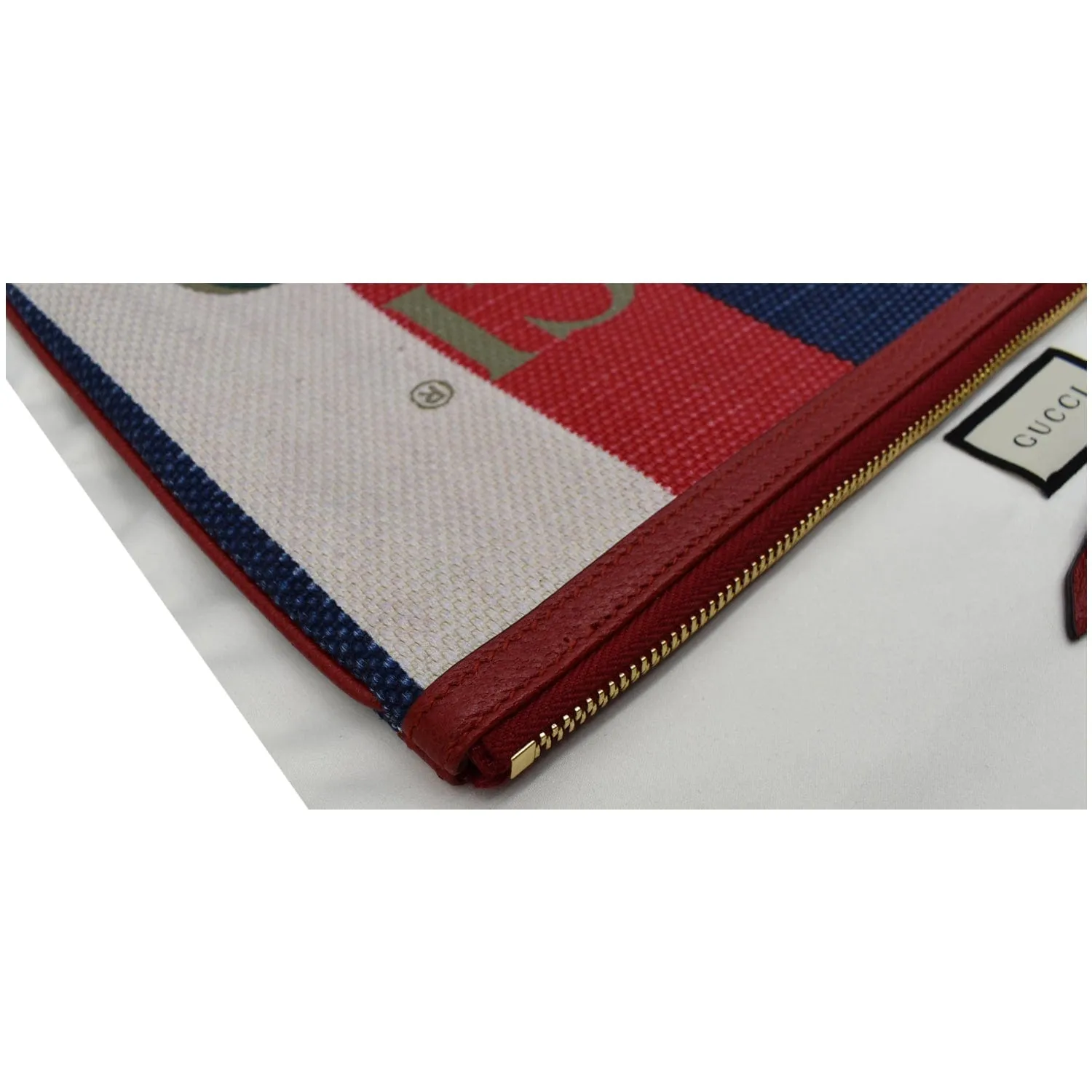 GUCCI Linea Merida Web Stripe Canvas Zip Pouch Multicolor 524788