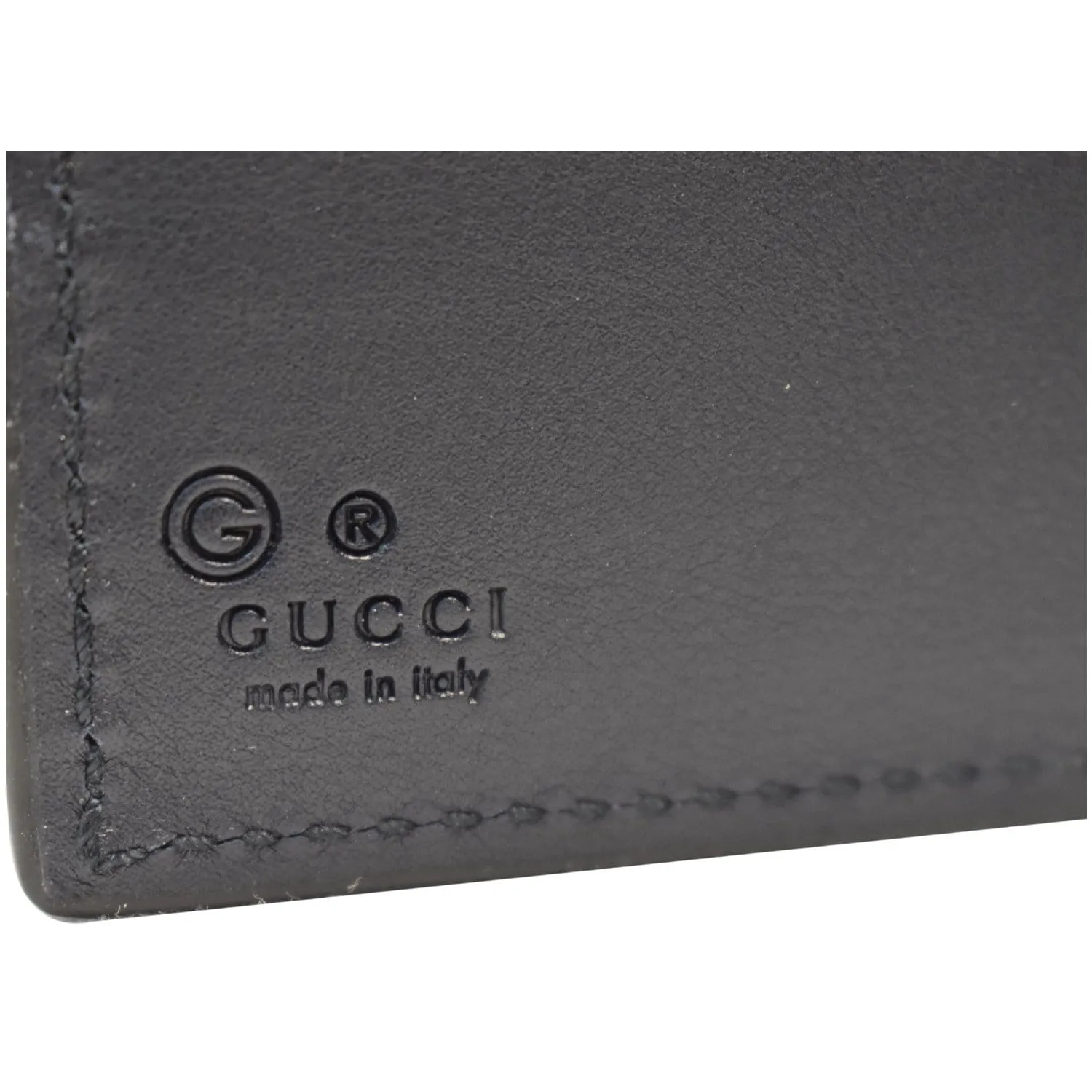 GUCCI Micro Guccissima Large Bi-fold Leather Wallet Black 292534