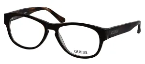 Guess GU 1753 BRN Round Plastic Brown Eyeglasses with Logo Stamped Demo Lenses
