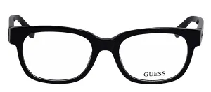 Guess GU 1754 BLK Round Plastic Black Eyeglasses with Logo Stamped Demo Lenses