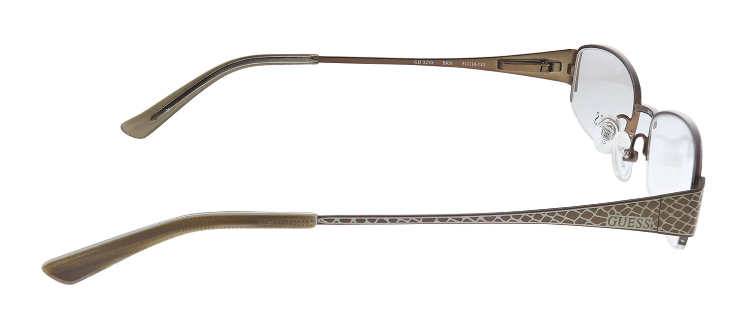 Guess GU 2270 BRN Rectangle Metal Black Eyeglasses with Logo Stamped Demo Lenses