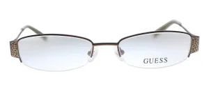Guess GU 2270 BRN Rectangle Metal Black Eyeglasses with Logo Stamped Demo Lenses