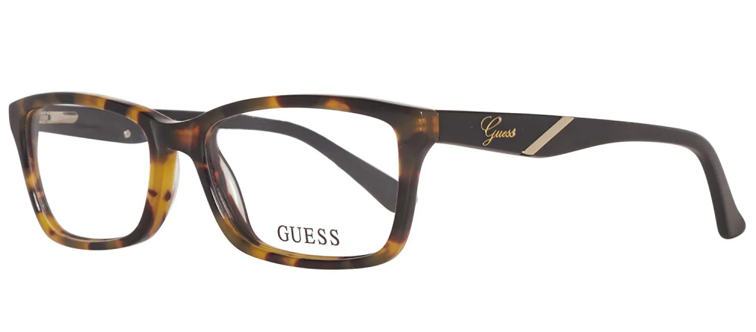 Guess GU 2473 S30 Square Plastic Yellow Eyeglasses with Logo Stamped Demo Lenses