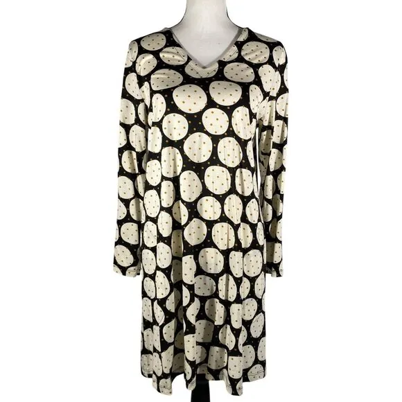 Gundrun Sjoden organic cotton modal swing dress V neck Polka dot long sleeve S