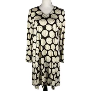 Gundrun Sjoden organic cotton modal swing dress V neck Polka dot long sleeve S