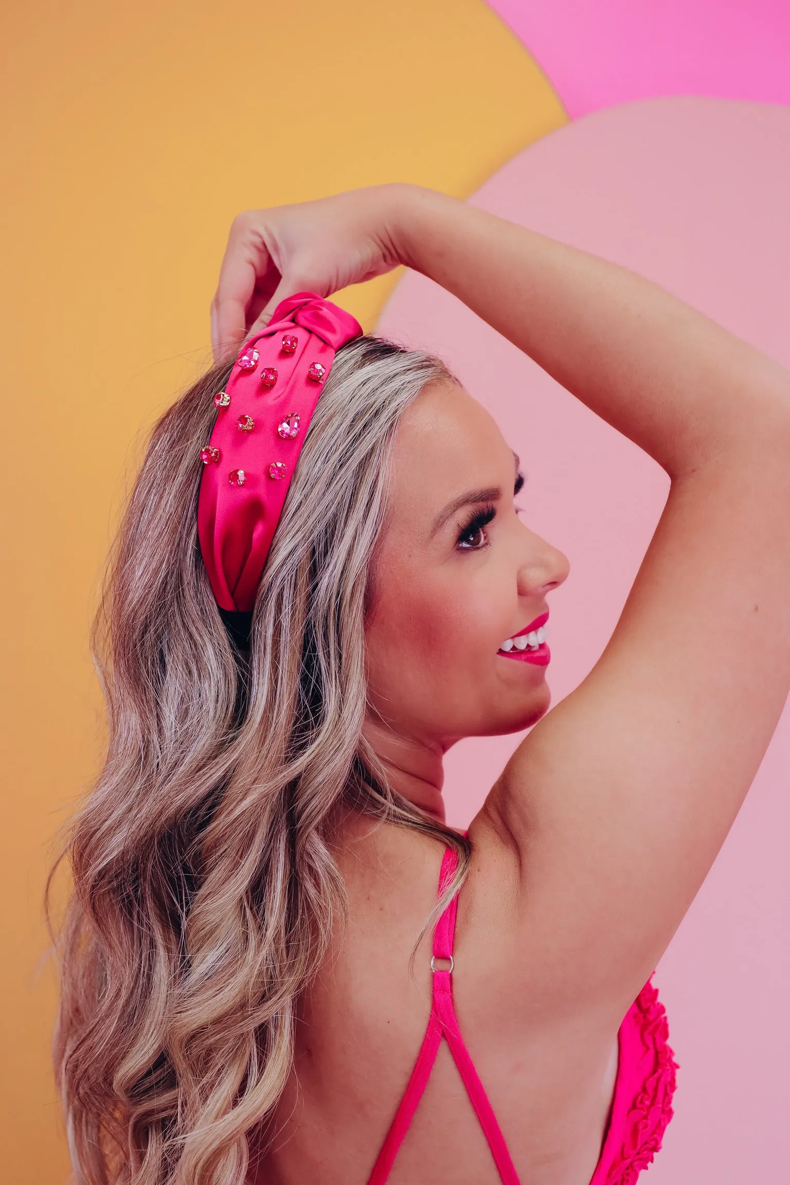Gypsy Gem Stone Knotted Headband - Magenta