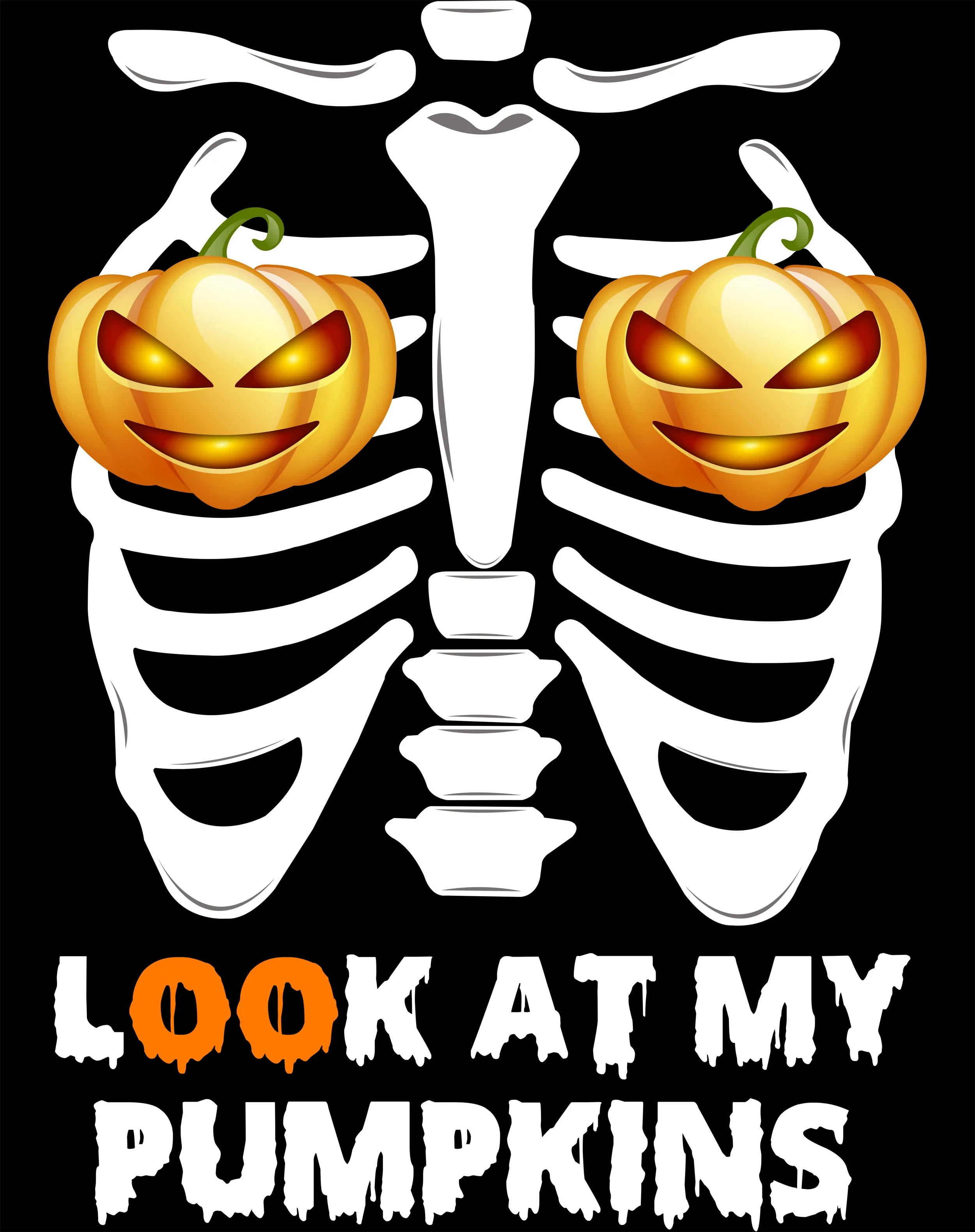 Halloween Hipster Look At My Pumpkins Official Women's T-shirt (Black)